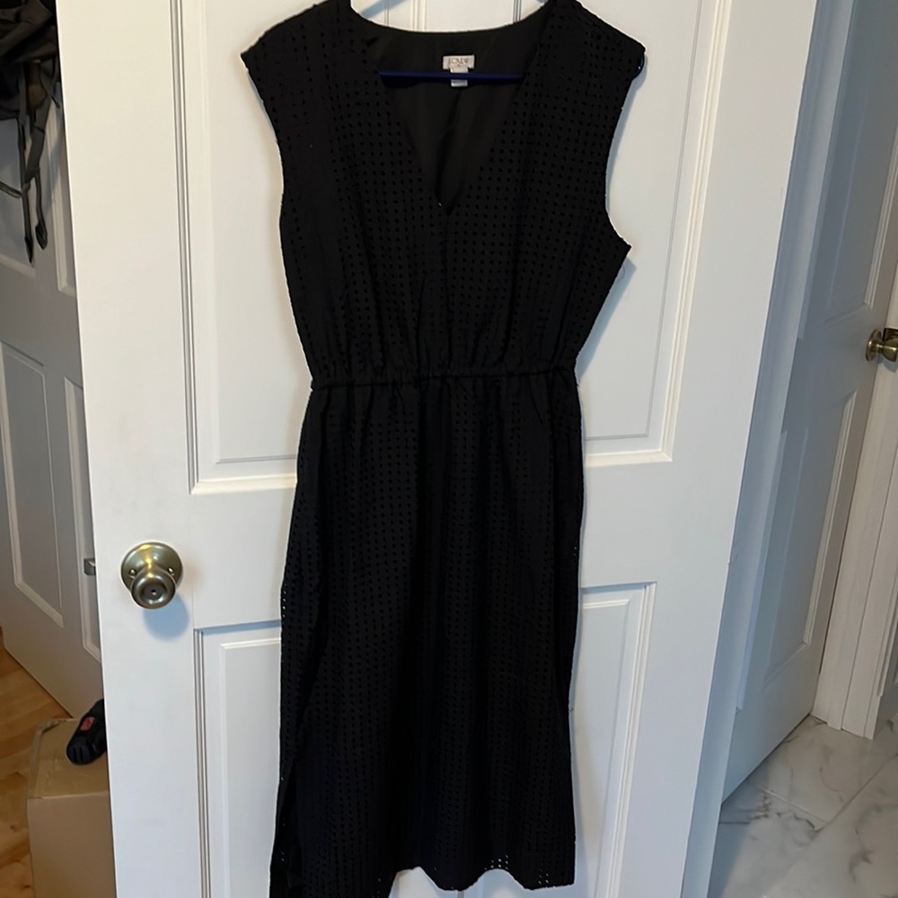 Black J Crew Midi Dress with Pockets